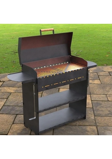 Kapaklı Barbekü Büyük Portatif Mangal Ve Izgaraları Siyah
