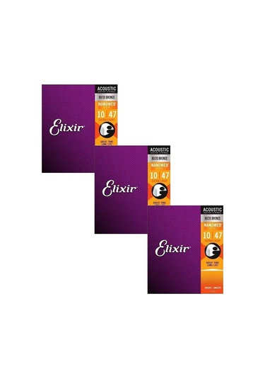 3 Takım Elixir Nanoweb Elektro Gitar Telleri Bariton Akustik Gitar Telleri 11002 11027 11052 16002 16027 16052 12002 12052 Whıte 22.5 24.5 17.9mm