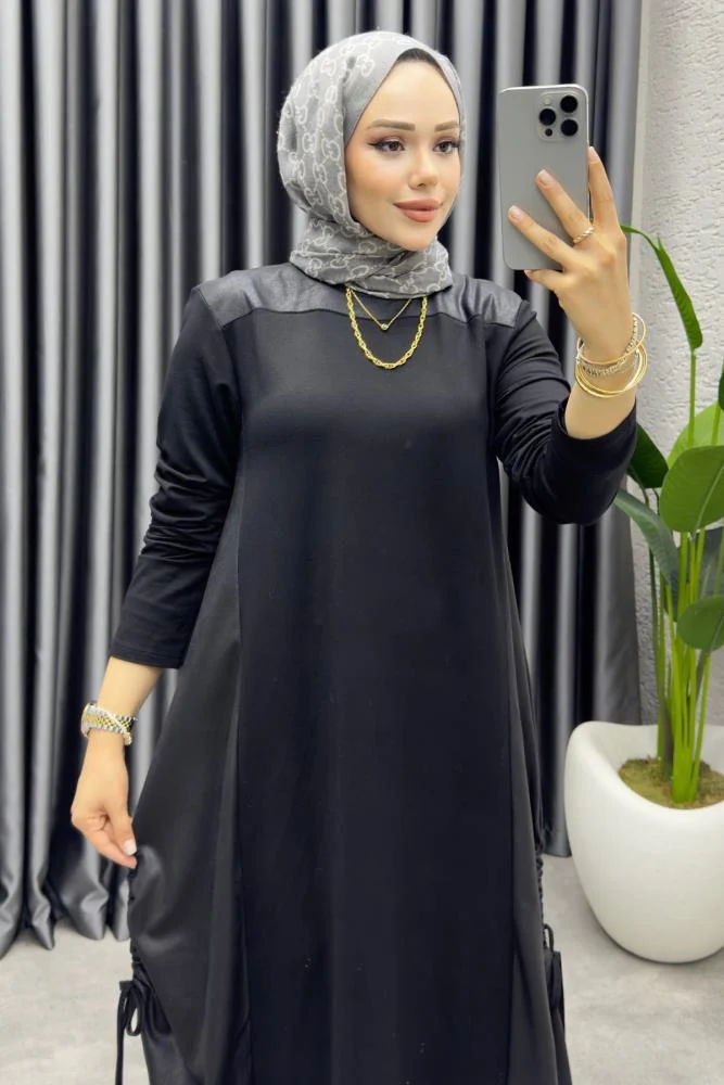 Deri Lak Elbise Siyah