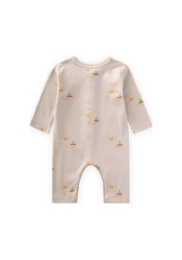 Baskılı Tulum 0-3 Yaş Yelken Desen Beyaz