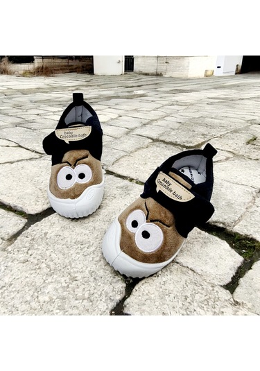 Yumuşacık Cırtlı Ortopedik Eğlenceli Göz Kreş,anaokuku,ev Pandufu Taba - Siyah