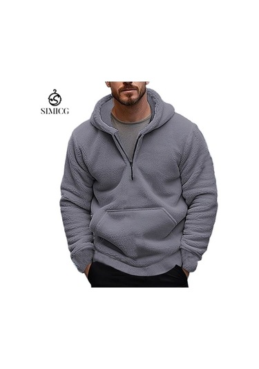 Erkekler İçin Sonbahar Ve Kışlık Rahat Büyük Beden Kapüşonlu Sweatshirt Gri