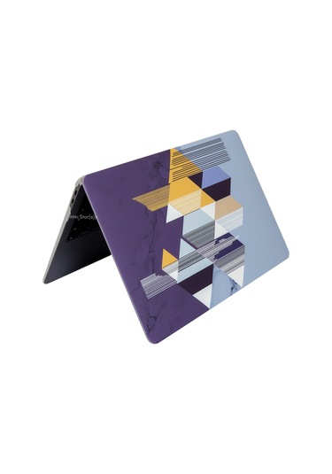 Macbook Air Kılıf 13.6 İnç M2-m3 Tangram01nl Touchıd'li Air M2-m3 13.6" A2681 A3113 İle Uyumlu Siyah