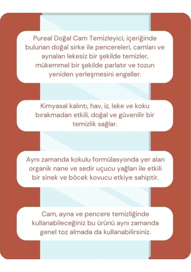 Pureal Doğal Cam Temizleyici 500 Ml Tekli