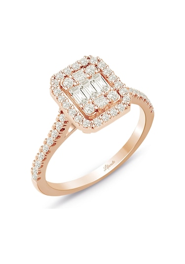 0.60 Ct Baget Kare Tektaş Yüzük Rose Gold