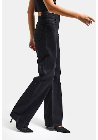 Itsbasic Kadın Siyah Renk Doris 1s5-1 Straight Fit Yüksek Bel %100 Koton Denim Jean Siyah 1s5-1
