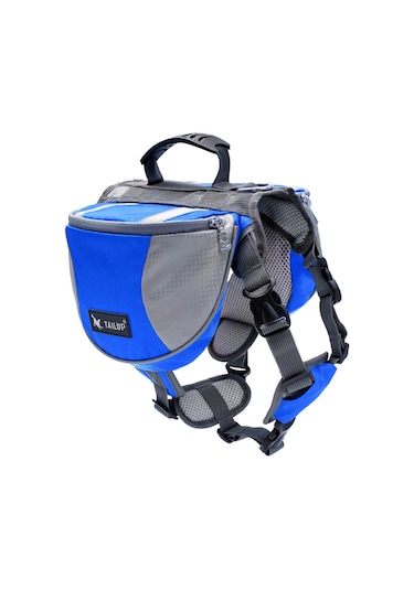 Vkemall Köpek Sırt Çantası Yolculuk İçin Yansıtıcı Çubuklu Nylon+pvc Mavi Büyük Boy L Kırmızı - Siyah