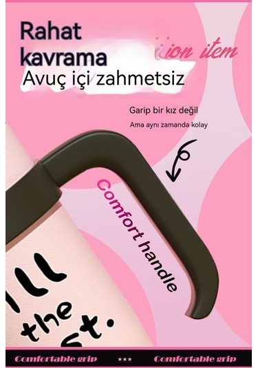 Aurora Büyük Mac Termos Bardağıbüyük Kapasiteli Öğrenci Açışına Çok Oğuk Su Bardağı Pembe