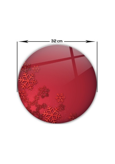Decorita Cam Kesme Tahtası |Happy NewYearKırmızı|Çap32 cm