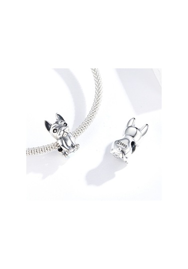 S925 Ayar Gümüş Fransız Bulldog Boncuklu Dıy Bilezik Gevşek Boncuk Çok Renkli