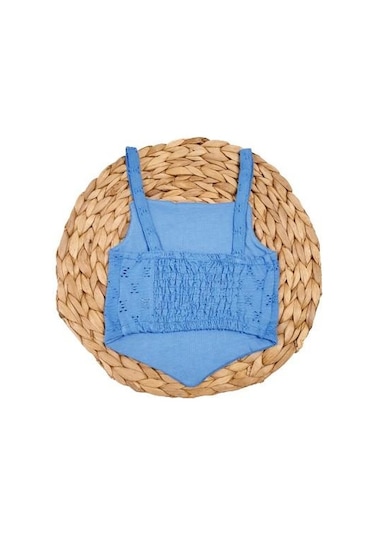 Fistolu Kız Çocuk Crop Mavı Mavi