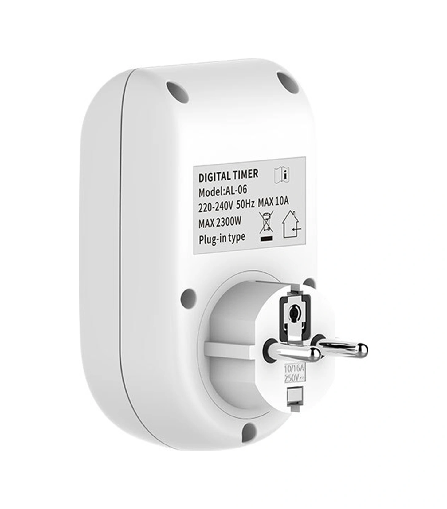 Lemestar Avrupa Standartlı 24 Saatli Sayısal Gösterimli Zamanlayıcıli Soket, 2 Lü Çıkışlı, Enerji Tasarruflu Kontrol Cihazı Al-06 Classıc