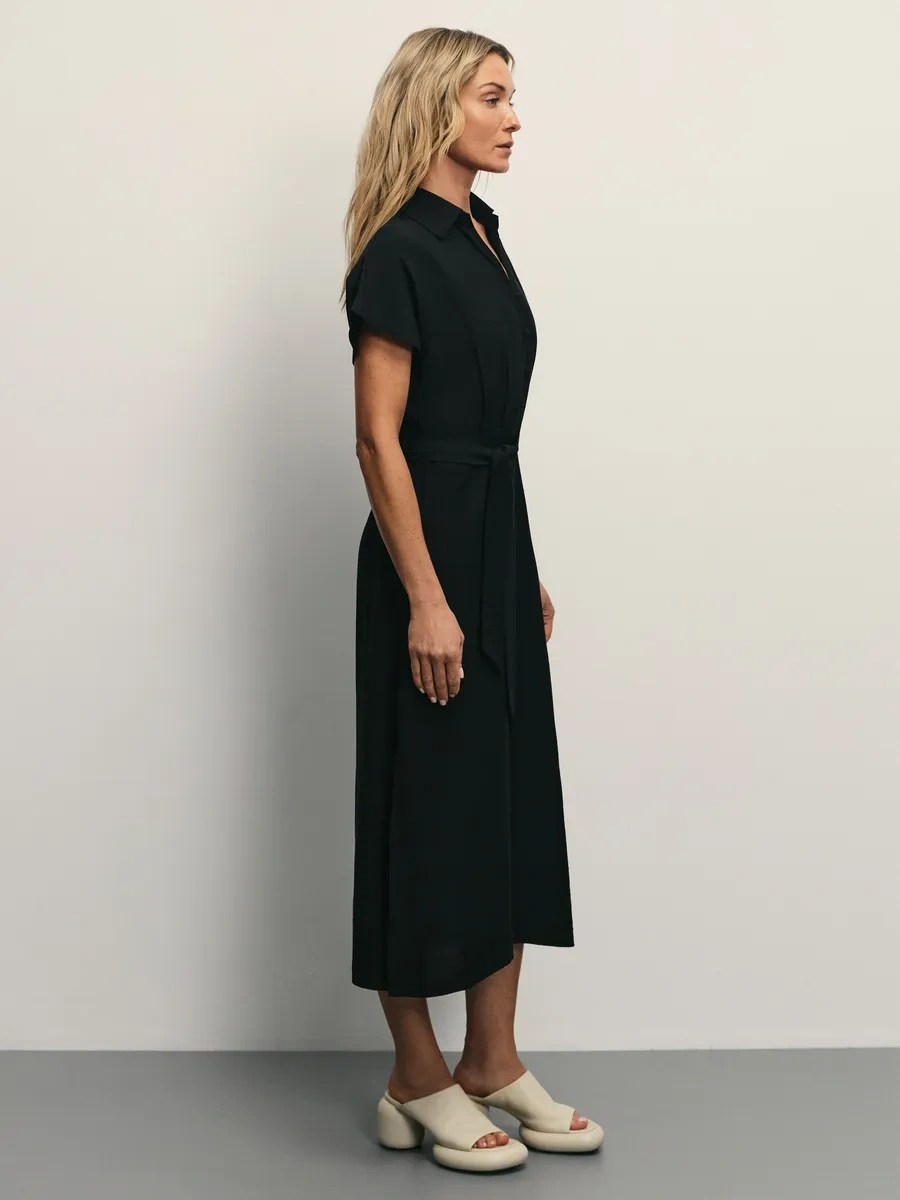 Zarına Gömlekli Yazlık Günlük Midi Elbise 371764807 Siyah
