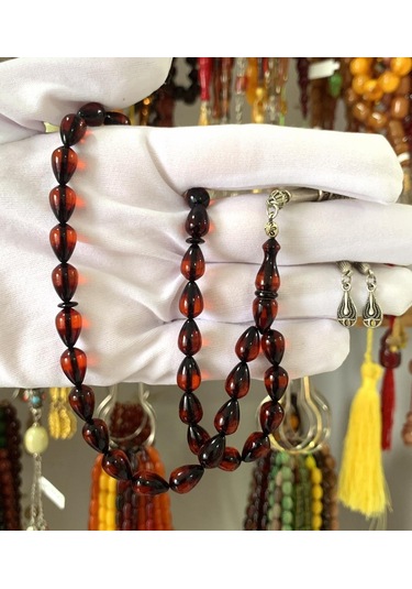 Damla Model Kırmızı Ateş Kehribar Tesbih