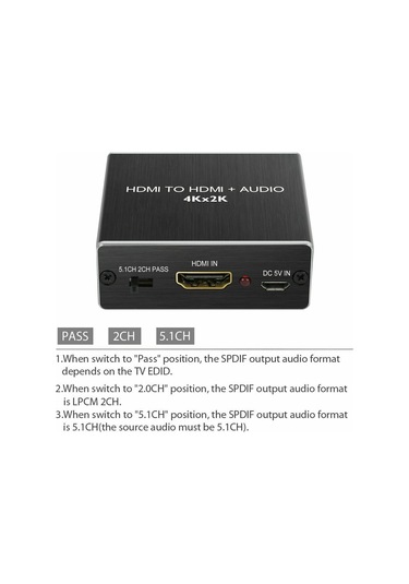 Hfambition 4k Hdmı Ses Ayırıcı - Toslınk Spdıf Ve 3.5mm Çıkışlı, 2ch/5.1ch Dts/dolby Desteği, Hdmı Adaptörü Diğer