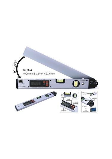 Bts 12471 2 Sulu Dijital Açı Ölçerli Su Terazisi 16"/400 Mm