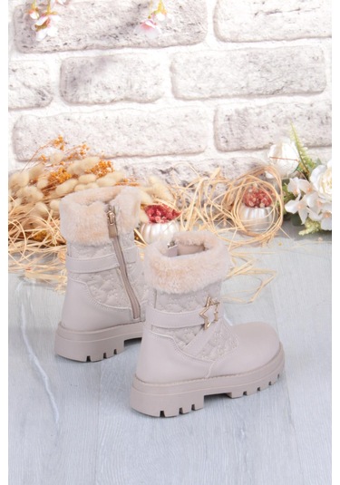 Fort Cool Evla Anatomik Sıcak Astar Kaymaz Taban Kız Çocuk Bot Bej