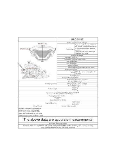 Singree Yamaha Yzf R3 R25 Mt07 İçin Led Arka Stop Lambası Ve Sinyal Aydınlatma - Ipx66 Su Geçirmez