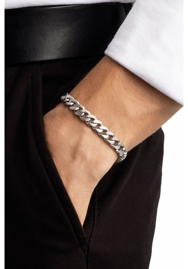 Klasik Stil Erkek Çelik Bileklik Gri