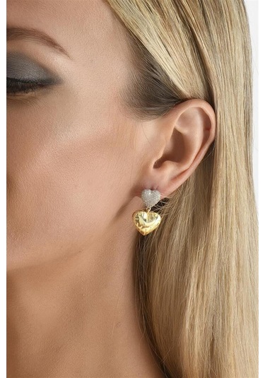 İki Kalpli 925 Ayar Gümüş Küpe-1325