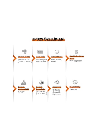 ThermoPro TP02S Lcd Ekranlı Daldırma/Saplama Çelik Gövdeli Gıda Pişirme Termometresi