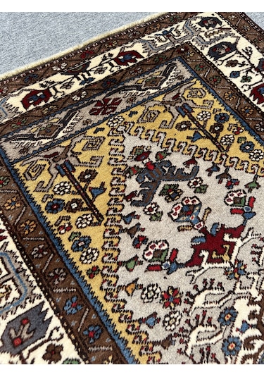 El Dokuma Sıfır Yahyalı Halısı 120x190 Kahve Krem Kök Boya Halı Kahverengi - Krem