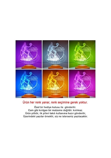 3D Star Wars Darth Vader Kişiye Özel Hediye 3D Led Lamba