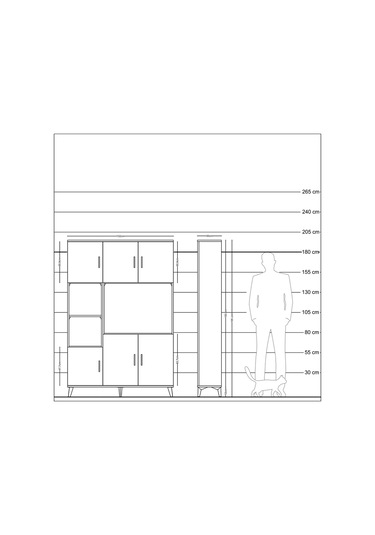 Arges Dolap 9 Raflı 6 Kapaklı 132x30x195 Aytaşı-antrasit/çam Aytaşı