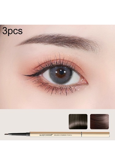 Sones 3 Adet Maycheer 3117 Küçük Altın Külçe Çift Kaş Kalemi İnce Başlık Su Geçirmez Akmayan Kaş Kalemi 4 Gri Kahverengi