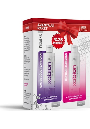 Edis Pharma Xabion Cilt Bakım Losyonu + Saç ve Vücut Şampuanı 2 x 250 ML