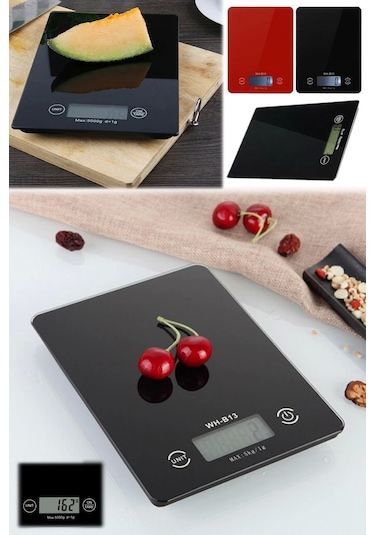 Dijital Mutfak Tartısı - 5 Kg Kapasite, 1 Gram Hassasiyet, Şık Siyah Cam Tasarım
