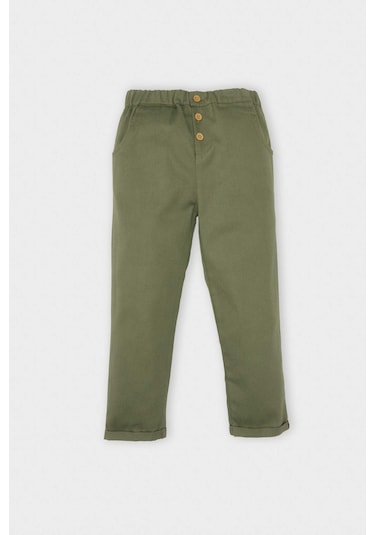 DeFacto Erkek Bebek Beli Lastikli Katlamalı Paça Gabardin Pantolon D5246A524WNKH450 Haki