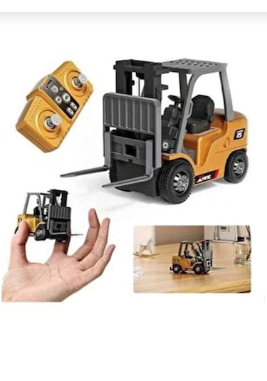 Oyuncak Mini Forklift Uzaktan Kumandalı Dahili Şarjlı Metal Gövde 11.5 Cm