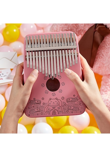 Midex KLX - 350 Pembe Kalimba Gerçek Ağaç 17 Tuşlu Full Set