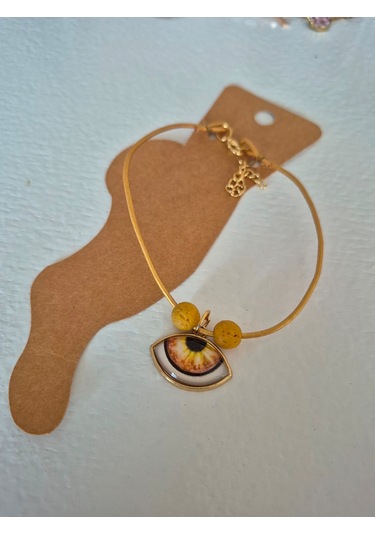 Glamglamour Mat Sarı Deri Göz Bayan Halhal