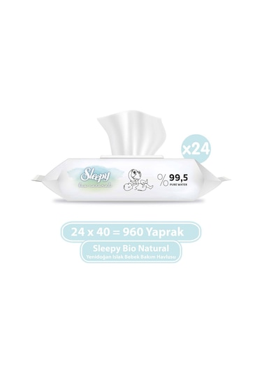 Sleepy Bio Natural Yenidoğan Islak Bebek Bakım Havlusu 24 x 40'lı 960 Yaprak