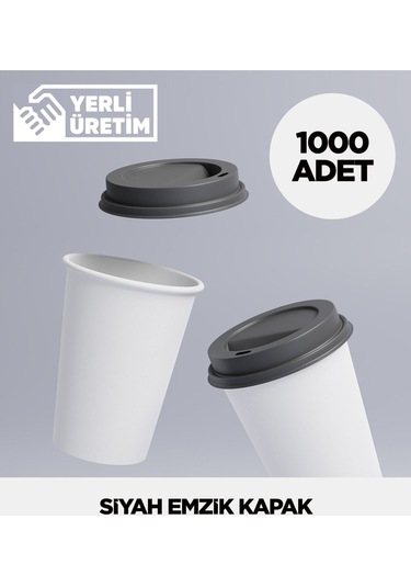 12 Oz Emzik Kapak Siyah Veya Beyaz - 1000 Adet Siyah