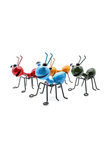 Neevoyu 4'lü Metal Karınca Dekoratif Duvar Asması - Bahçe, Ev Ve Garaj İçin Zenginleyici, Kolay Asma, Renkli Tasarım