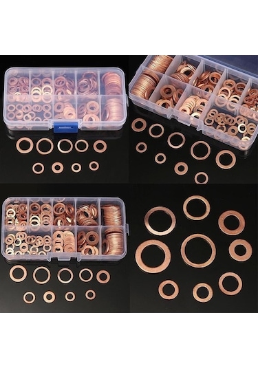 Novahub 200 Adet Bakır Conta Somun Seti M5-m14 Vidası Pul Bağlantı Elemanı