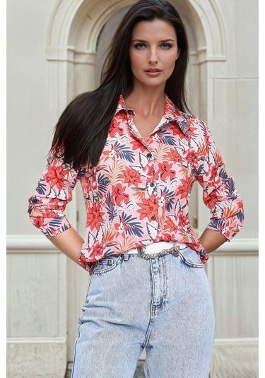 Multi, Çiçek Desenli, Rahat Kesim Gömlek Çok Renkli