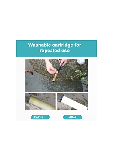 Mufunye Siyah Dışarıda Kullanım Taşınabilir Su Filtresi - Doğal Suyu Temizleyen Kamp, Yürüyüş İçin 5000l Kapasiteli Filtre