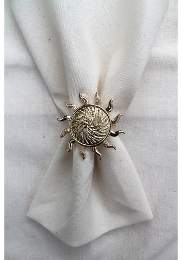 6 Adet Gold Güneş Metal Peçete Halkası - Napkin Ring M1