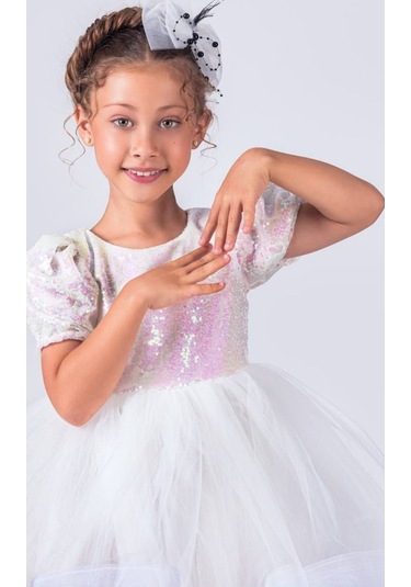 Kız Çocuk Pul Payet Balerin Model Elbise 001