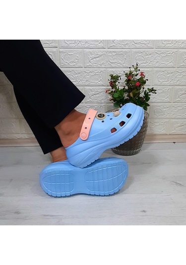 Sonimix 16001 Bebemavisi-pudra Kalın Tabanlı Taşlı Kadın Terlik 001