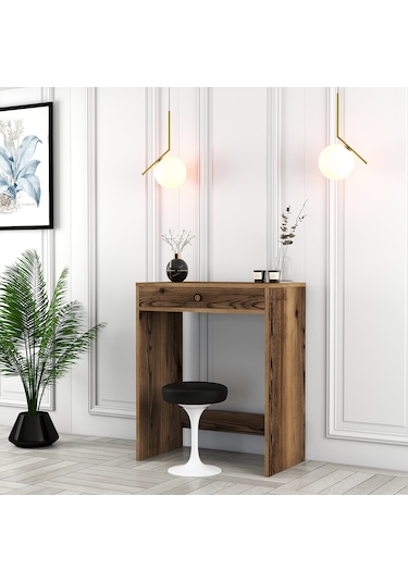 Lizbon Mini Makyaj Masası - Ceviz / Ceviz