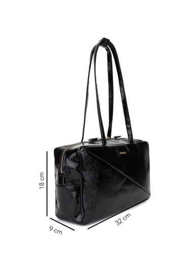 Tamer Tanca Kadın Suni Deri Siyah Kırışık Rugan Kol Çantası 1178 4001 Bn Cnt Sk25-26 Sıyah Krsk Rgn Siyah