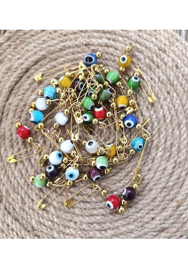 10 Adet 1 Cm Maşallahlık İğneli Cam Karışık Renkli Nazar Boncuğu