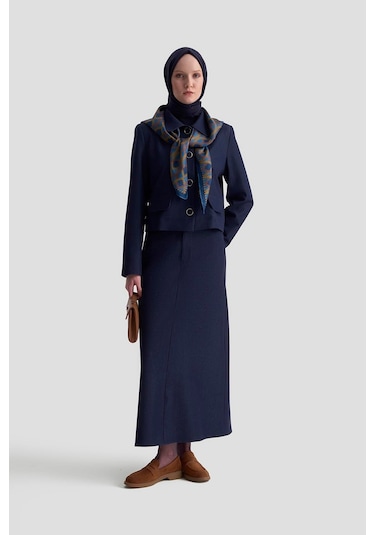 Armine Blazer Ceketli Tencel Takım 25kd1706 Lacivert Lacivert