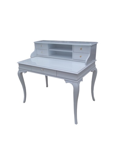 Çalışma Masa Model Kayın Lükens Aslan Ayak Parlak Beyaz Porselen Kulp Kutuda sevk El Yapım Beyaz