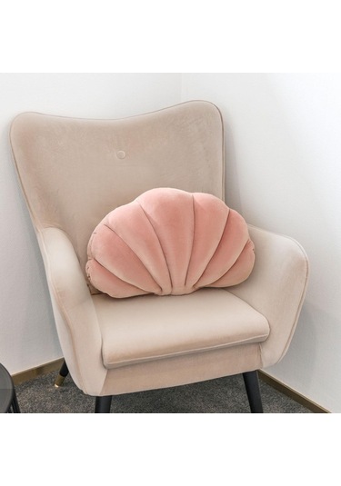 Suntek Magideal Kabuk Dekoratif Yastık Clam Yer Minderi Oturma Pembe